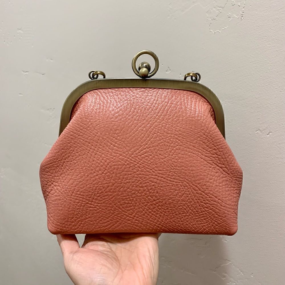 Handmade Genuine Cowhide Leather Kisslock Wristlet Shoulder Bag/Crossbody - Picture 9 of 15